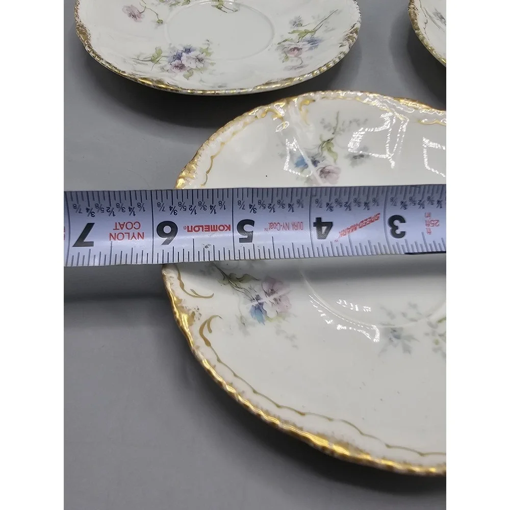 Haviland Limoges Tea‎ Cup Saucer Plates Schleiger 156f Gold Pink Roses Set Of 5